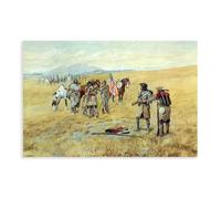 Captain Lewis Meeting The Shoshones by Charles M Russell Canvas Art Poster And Wall Art Picture Print Modern Family Bedroom Decor Unframe 16x24inch(40