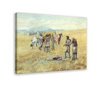 Captain Lewis Meeting The Shoshones by Charles M Russell Canvas Art Poster And Wall Art Picture Print Modern Family Bedroom Decor Frame 20x30inch(50x7