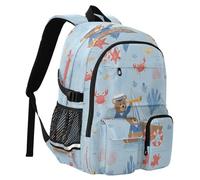 Captain Little Bear Pattern Travel Backpack 14 Inch Laptop Computer Bag Sturdy School Bag College Bookbag