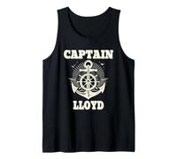 Captain Lloyd Anchor and Ship Wheel Nautical Graphic Design Tank Top