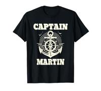 Captain Martin Anchor and Ship Wheel Nautical Graphic Design T-Shirt