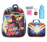 Captain Marvel Backpack Lunch Kit Water Bottle 5 Pc. Mega Set