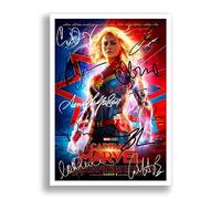 Captain Marvel Cast Signed Movie Poster Autograph A4 Photo Print Framed Memorabilia Gift 2019 Marvel Film (A4 POSTER ONLY)