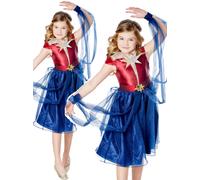 Captain Marvel Girls Dress Licensed Fancy Dress Costume Kids Book Day Outfit