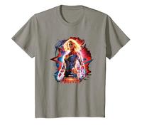 Captain Marvel Poster T-Shirt, Youth, Slate Grey, Large