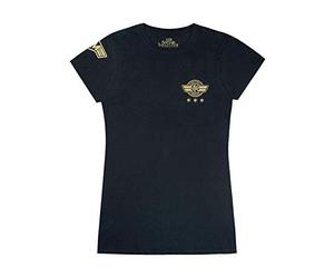 Captain Marvel T-Shirt Shield Logo Womens Ladies Superhero Top in Black