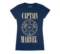 Captain Marvel Womens/Ladies Print And Shield T-Shirt / N/A N/A NS5389