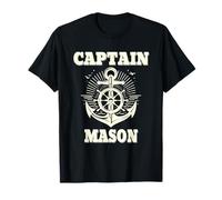 Captain Mason Anchor and Ship Wheel Nautical Graphic Design T-Shirt
