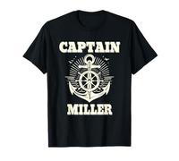 Captain Miller Anchor and Ship Wheel Nautical Graphic Design T-Shirt
