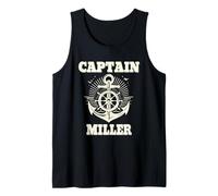 Captain Miller Anchor and Ship Wheel Nautical Graphic Design Tank Top
