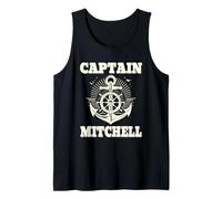Captain Mitchell Anchor and Ship Wheel Nautical Graphic Art Tank Top