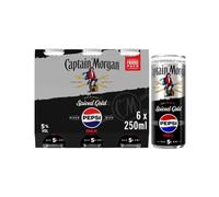 Captain Morgan Spiced Rum Pepsi Max Can, 250ml, 4x6pack = 24