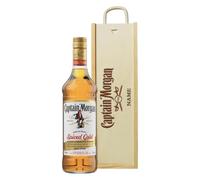Captain Morgan's Personalised Spiced Rum Gift Set - 70 ottle in Wooden Presentation Box - Unique Alcohol Gift for Birthdays, Anniversaries, Mother's Day, Father's Day & Special Occasions