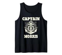Captain Morris Anchor and Ship Wheel Nautical Graphic Design Tank Top