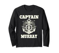Captain Murray Anchor and Ship Wheel Nautical Graphic Design Long Sleeve T-Shirt