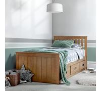 Captain Oak Finish 3 Drawer Wooden Single Storage Bed