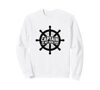 Captain of My Own Ship Nautical Helm Marvel Captain Sweatshirt, Adult Unisex, White, Medium