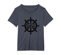 Captain of My Own Ship Nautical Helm T-Shirt, Women's Plus, Heather Blue, 6X