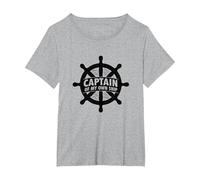 Captain of My Own Ship Nautical Helm T-Shirt, Women's Plus, Heather Grey, 1X
