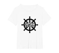 Captain of My Own Ship Nautical Helm T-Shirt, Women's Plus, White, 1X