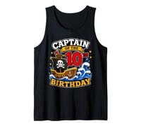 Captain of the 10th Birthday Pirate Boy 10 Year Old Ship Tank Top