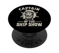 Captain Of The Ship Show Pontoon Boat Party Sailor Boating PopSockets Adhesive PopGrip