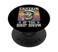 Captain Of The Ship Show Pontoon Boat Party Sailor Boating PopSockets Adhesive PopGrip