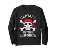 Captain of The Shipshow Funny Pirate Captain Dad Boat Mens Long Sleeve T-Shirt