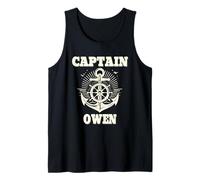 Captain Owen Anchor and Ship Wheel Nautical Graphic Design Tank Top