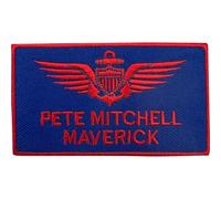 Captain Pete Mitchell Blue Red Embroidered Patch Iron Sew On Clothes Denim Jeans Jacket T Shirt Bag Fancy Dress Costume Maverick Pilot Wings Embroidery Badge Applique Motif Decal