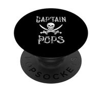 Captain Pops Pirate Skull Crossed Swords Grandpa Name Funny PopSockets Adhesive PopGrip