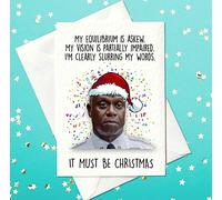 Captain Raymond Holt Christmas Card - Funny Holiday Greeting Card - Handmade Christmas Card - Blank Inside Festive Card - Unique Greeting Cards for Friends, Family, Men, Women, Colleagues
