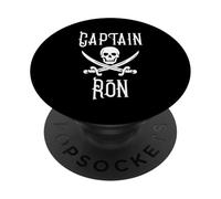 Captain Ron Skull and Crossed Swords Pirate Name Design PopSockets Adhesive PopGrip