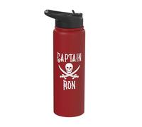 Captain Ron Skull and Crossed Swords Pirate Name Design Stainless Steel Insulated Water Bottle
