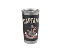 Captain Sailing with Sailboat Anchor Boat Driving Boating Stainless Steel Insulated Tumbler