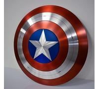 Captain Shield 22 Inch Captain Round Shield Metal Replica Halloween Medieval Armor Cosplay Shield, Shield, LARP Combat Shield Red Rustic Vintage Home Decor Gifts Theater Play America Shield, Red, 22"