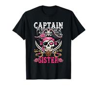 Captain Sister Halloween Skull As Pirate Floral Cute Women T-Shirt