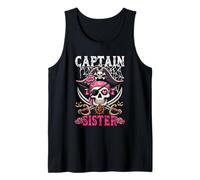 Captain Sister Halloween Skull As Pirate Floral Cute Women Tank Top
