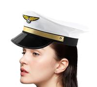 Captain Yacht Hat - Polyester, 55-60cm Pilot Captain Hat Adjustable Fit Sunshade Design | Washable Costume Accessory Classic Style, Airline CaptainHat For Halloween, Cosplay, Parties