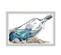 CaptainCrafts Counted Cross Stitch Kits for Adults Sea in a Bottle Pattern