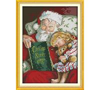 CaptainCrafts Cross Stitch Kits, Christmas Counted Cross Stitch Unpreprinted Fabric Cross Stitch Adults DMC DIY Art Embroidery Kits (Unpreprinted 14CT, Christmas Story)