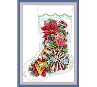 CaptainCrafts Cross Stitch Kits, Christmas Stocking Cross Stitch Counted Cross Stitch Unpreprinted Fabric Embroidery Kits Needlework Crafts (Unpreprinted 14CT, Flower Trumpet)