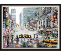 CaptainCrafts Cross Stitch Kits Counted Cross Stitch No pre-Printed Fabrics Embroidery Kits Needlework Crafts (Counted 14CT, New York Busy Street)