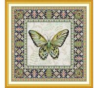 CaptainCrafts Cross Stitch Kits Counted Cross Stitch Unpreprinted Fabric Cross Stitch DMC DIY Art Embroidery Kits (Unpreprinted 14CT, Butterfly Geometry)