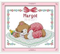 CaptainCrafts Cross Stitch Kits Counted Cross Stitch Unpreprinted Fabric DIY Art Embroidery Kits Needlework Crafts (Unpreprinted 14CT, Sleeping Baby Pink Bear)