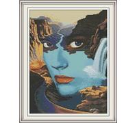 CaptainCrafts Cross Stitch Kits, Counted Cross Stitch Unpreprinted Fabric Embroidery Kits Needlework Crafts (Unpreprinted 14CT, Beauty and Lake)