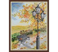 CaptainCrafts Cross Stitch Kits for Adults Counted Cross Stitch Unpreprinted Fabric Cross Stitch DIY Art Embroidery Kits for Adults (Unpreprint 14CT, Park Bench Landscapet)
