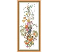 CaptainCrafts Cross Stitch Kits, Stamped and Counted Cross Stitch Preprinted and Unpreprinted Fabric DIY Art Embroidery Kits Needlework Crafts (Preprinted 11CT, Autumn Four Seasons Flowers Scene)