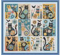 CaptainCrafts Cross Stitch Kits Stamped Cross Stitch Preprinted Fabric Cross Stitch DMC DIY Art Embroidery Kits (Preprinted 11CT, Twelve Black Cats)