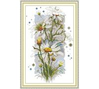 CaptainCrafts Cross Stitch Kits, Stamped Cross Stitch Preprinted Fabric DIY Art Embroidery Kits Needlework Crafts (Preprinted 11CT, White Daisy)